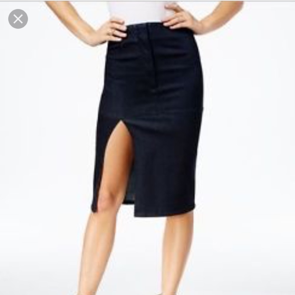 Stretchy Black Pencil Skirt w/High Slit from Guess - Picture 3 of 8